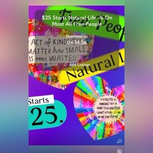 -JUSt $25. starts Natural Life & most free people most people.1/23 Tonight pst.
